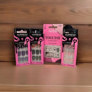 Impress and Kiss Halloween Glow in the Dark Press On Nail Lot Of 4 Short Length